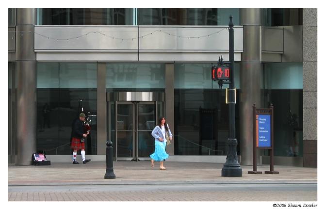Running away from the Bagpipe Man