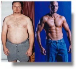 Fat man before and after.