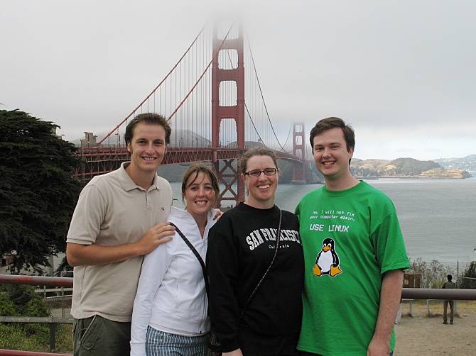 Tommy, Elizabeth, Krissy, and Shawn at the Golden Gate Bridge.