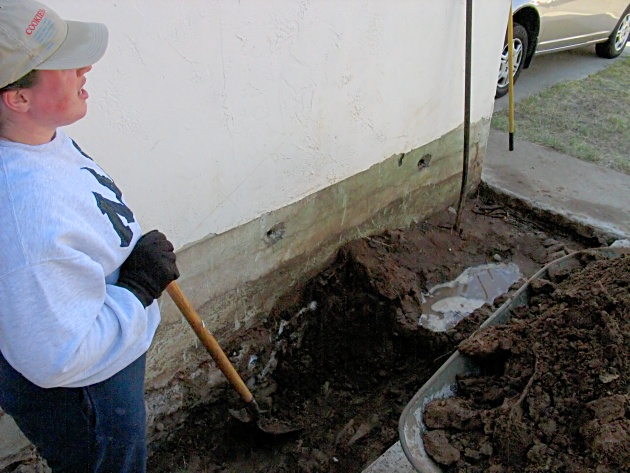Krissy digging in the ditch.