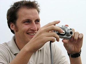 Tommy enjoying taking pictures at the Golden Gate Bridge